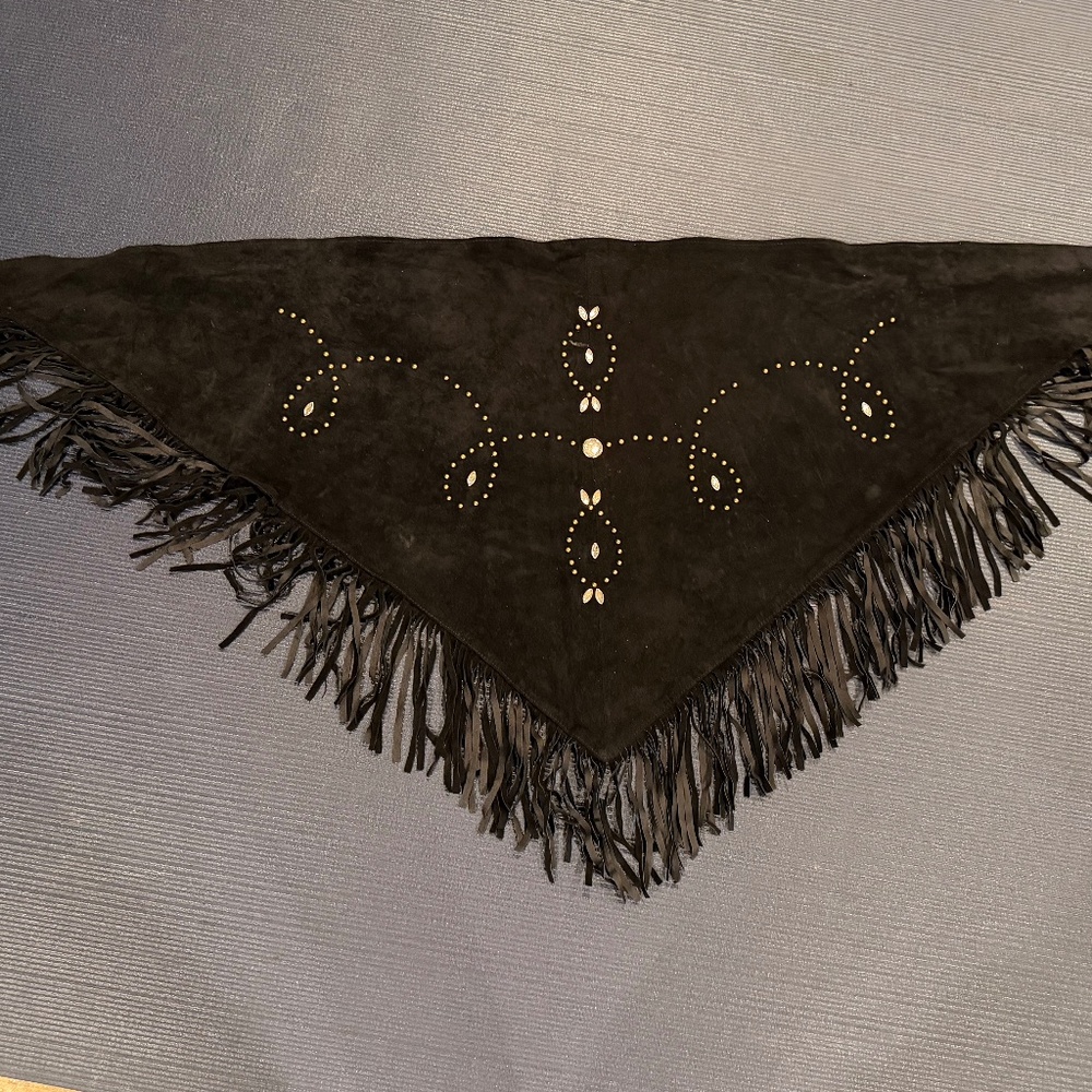 NWOT - Studded and Fringed Suede Shawl